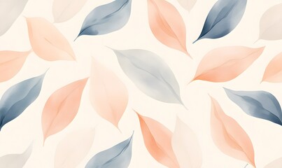 Stylized leaves in soft sand and gray tones, Generative AI