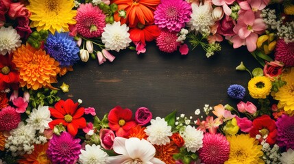 Obraz premium colorful spring background top view card