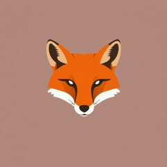 Obraz premium Stylized orange fox with white fur and a dark nose on a neutral tan background in a simple illustration.