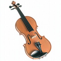 Fototapeta premium Brown Wooden Violin String Instrument on White Background