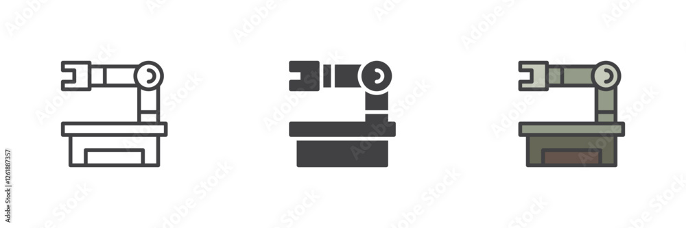 Aufkleber robotic arm different style icon set