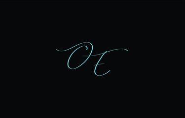 A minimal yet stylish depiction of white cursive lettering forming OE on a dark background, symbolizing elegance and simplicity.