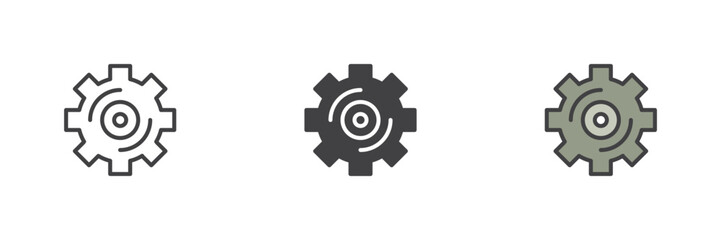 Gear, cog different style icon set
