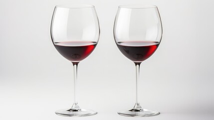 deep red wine glass white background