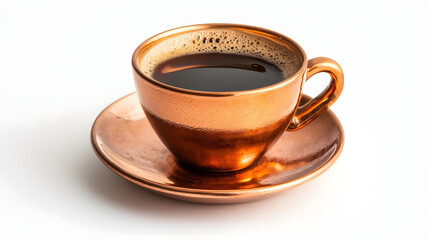 Obraz premium Rich and Bold Italian Espresso Served in Elegant Copper Coffee Cup
