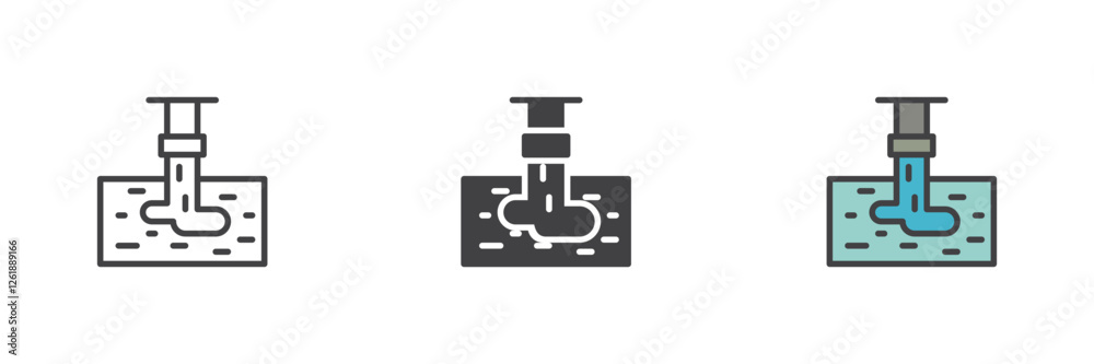 Poster wastewater different style icon set