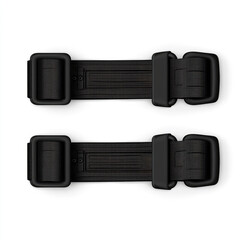 Black adjustable straps, fastening clips, for securing items, plain background