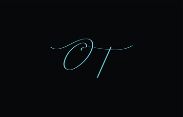 A minimal yet stylish depiction of white cursive lettering forming OT on a dark background, symbolizing elegance and simplicity.