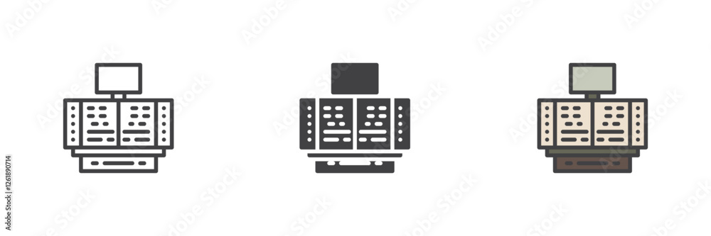 Aufkleber factory control room different style icon set