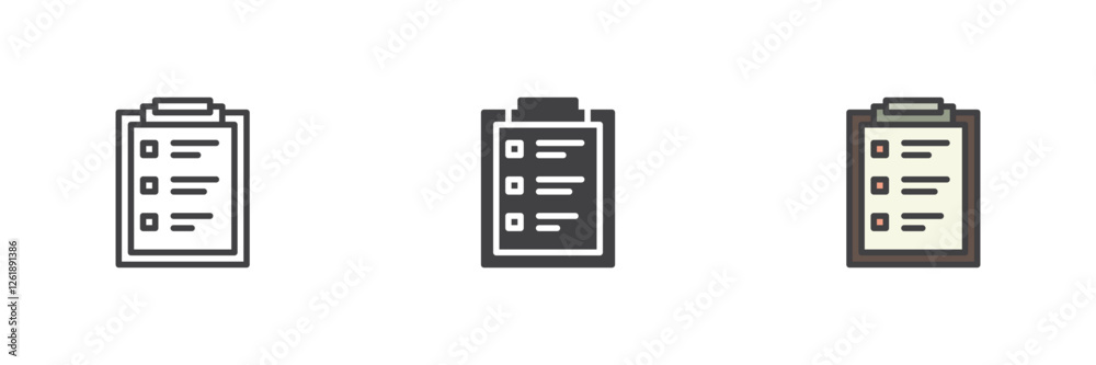 Aufkleber Clipboard with a survey form different style icon set