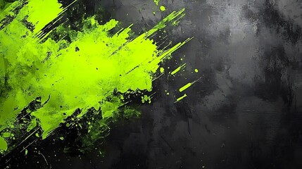 Dynamic lime green splash explodes across dark grey textured background. AI Generated