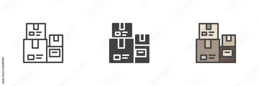 Aufkleber Stack of boxes different style icon set