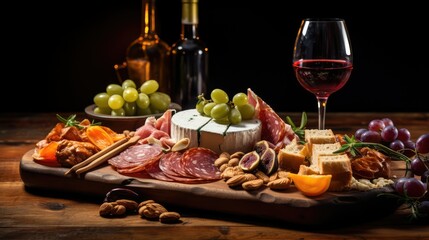 Obraz premium cheese charcuterie wine