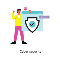 Cyber Security Concept vector illustration.  isolated on white Background. 