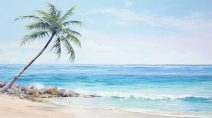 pastel water color palm tree