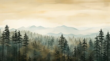 Obraz premium landscape pine trees background