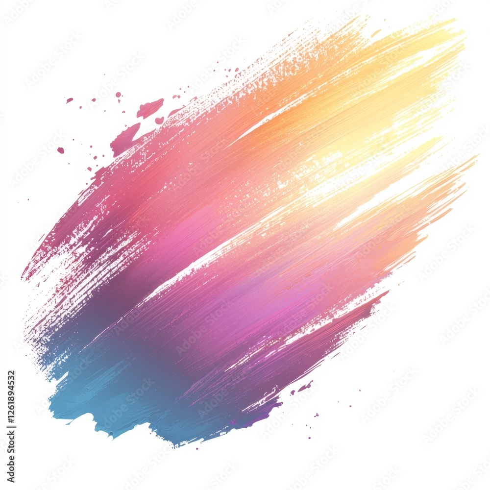 Poster abstract colorful brush stroke on white background creating a vibrant artistic effect for creative d