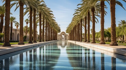 Fototapeta premium reflection palm tree street