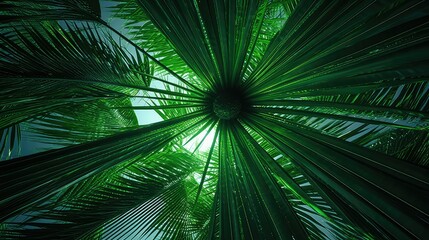trunk green palm trees