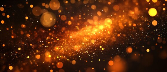 Obraz premium Abstract golden bokeh lights on a dark background