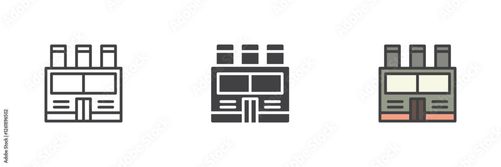 Poster Factory building different style icon set
