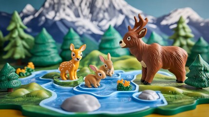 Fototapeta premium Mountain Adventure: Help Creatures Find Their Homes