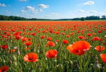 Poppies field on a sunny summers day.