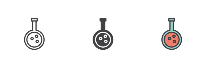 Chemical flask different style icon set