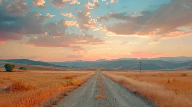Vast image of an empty road stretching through the open prairies of Saskatchewan, Manitoba, Alberta, Montana, or Wyoming, symbolizing freedom, solitude, and endless horizons.