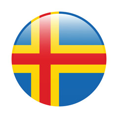 Obraz premium Aland circle flag logo icon digital vector illustration