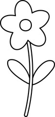 Simple cute hand drawn flower outline.
A flower with leaves coloring page.
Transparent background.