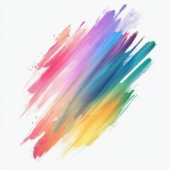 Vibrant Colorful Brush Strokes Creating Abstract Expression on White Background