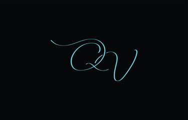 A minimal yet stylish depiction of white cursive lettering forming QV on a dark background, symbolizing elegance and simplicity.
