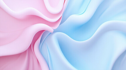 Fototapeta premium Elegant Iridescent Metallic Fabric Background in Pastel Waves – Perfect for Text Overlay Colorful abstract fluid shapes flowing gracefully in a soft gradient background