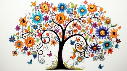 whimsical line drawing of tree