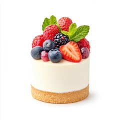 Mixed berries cheesecake isolate on white background