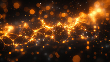 Obraz premium Abstract digital fractal network with glitch design effect representing cyber technology chaos. A blurred, empty, and modern background with bright tones, perfect for symbolic themes of uncertainty.