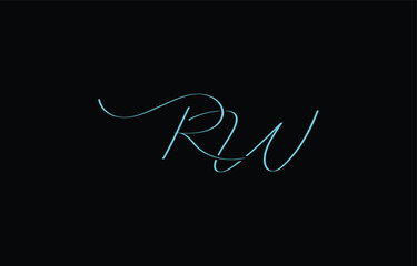 A minimal yet stylish depiction of white cursive lettering forming RW on a dark background, symbolizing elegance and simplicity.