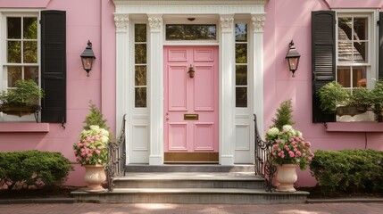 Fototapeta premium dusty pink front door