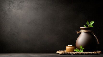 Spa products, dark background, nature, tranquility, wellness