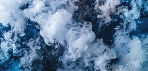 Fototapeta premium Abstract White Smoke Swirls on Blue Background
