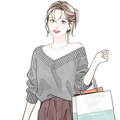 買い物を楽しんでいる女性