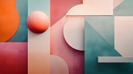 Abstract geometric composition with shapes and colors digital art modern aesthetic vibrant background artistic expression