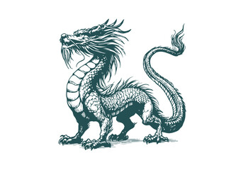 Chinese Dragon hand drawn sketch vector