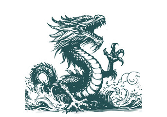 Chinese Dragon hand drawn sketch vector