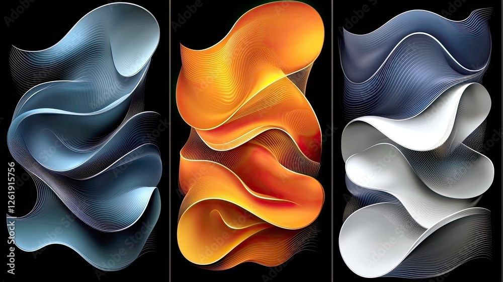 Wall mural abstract flowing wave patterns: trendy colorful backgrounds for modern designs