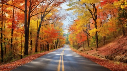 Fototapeta premium leaves county road