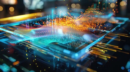 Futuristic Data Visualization in High-Tech Environment