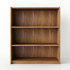 Empty Wooden Bookshelf Against White Background (2)