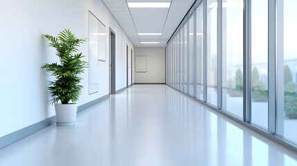Fototapeta premium Bright and Modern Office Corridor Background
